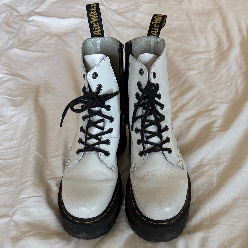 Dr. Martens Jadon Platform White Leather Boots